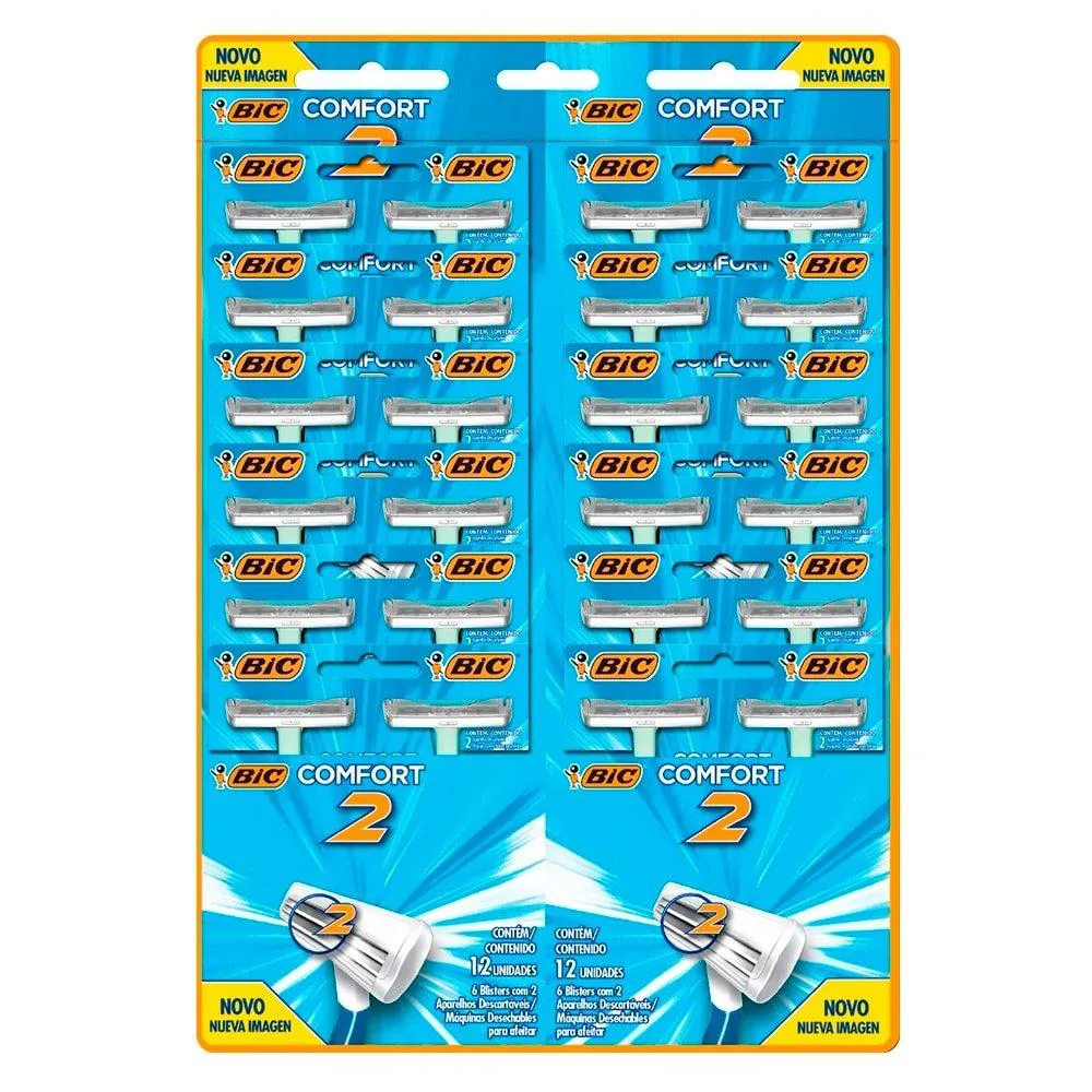 Aparelho Bic Comfort 2 Pele Normal 12 Embalagens com 2 unidades