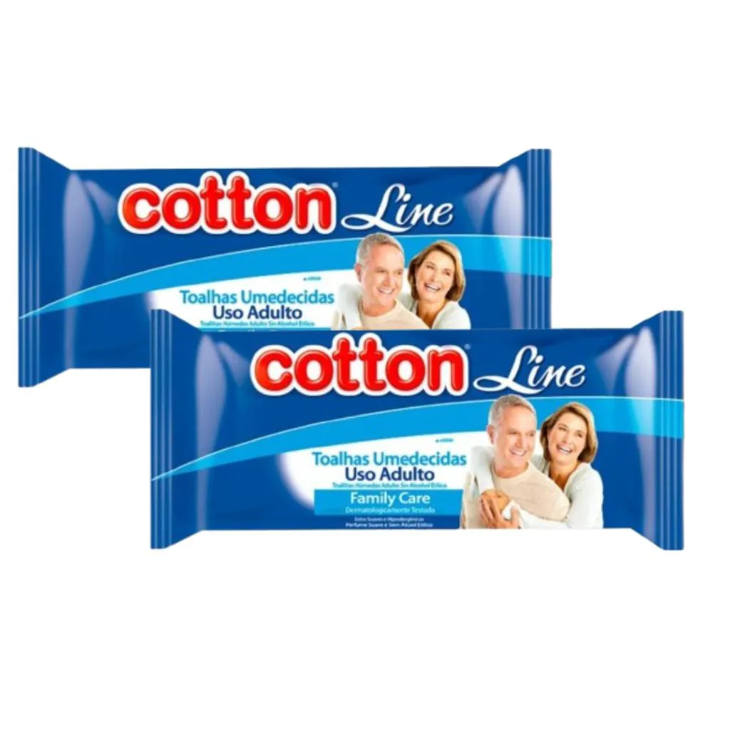 Toalhas Umedecidas Adulto Family Care Maciez e Frescor Cotton Line Kit C/12 Pacotes