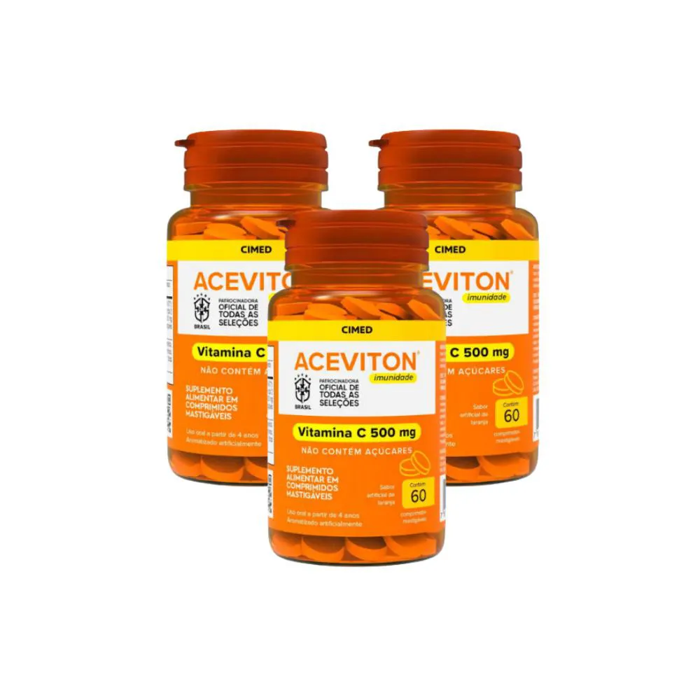 Kit 3 Aceviton Imunidade Vitamina C 500mg - 60 Cpr - Cimed