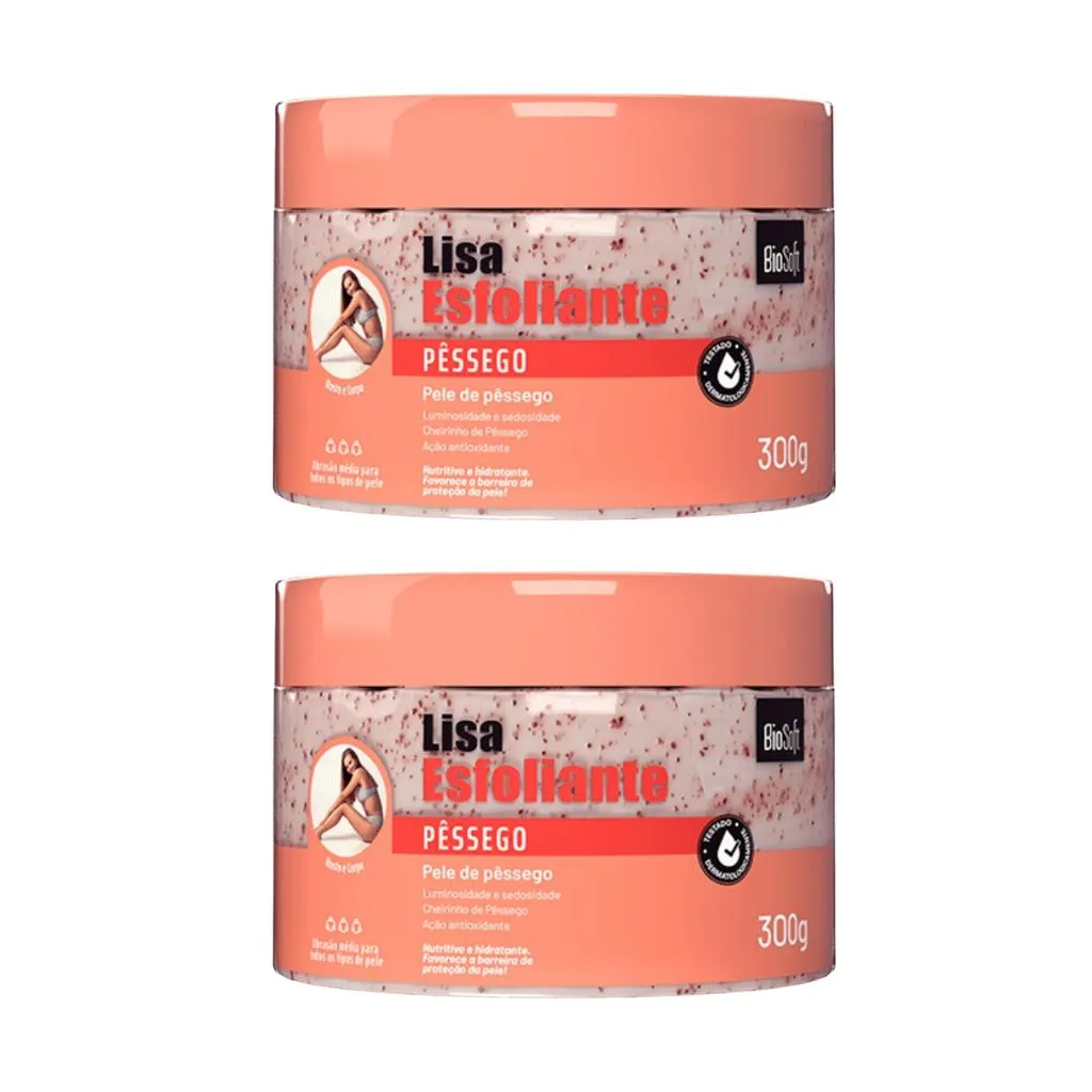 Creme Esfoliante Soft Hair 300g Biosoft Pessego - Kit C / 2un