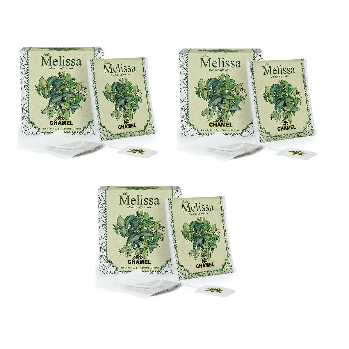 Kit 03 Chá de Melissa com 10 Sachês 13g - Chamel