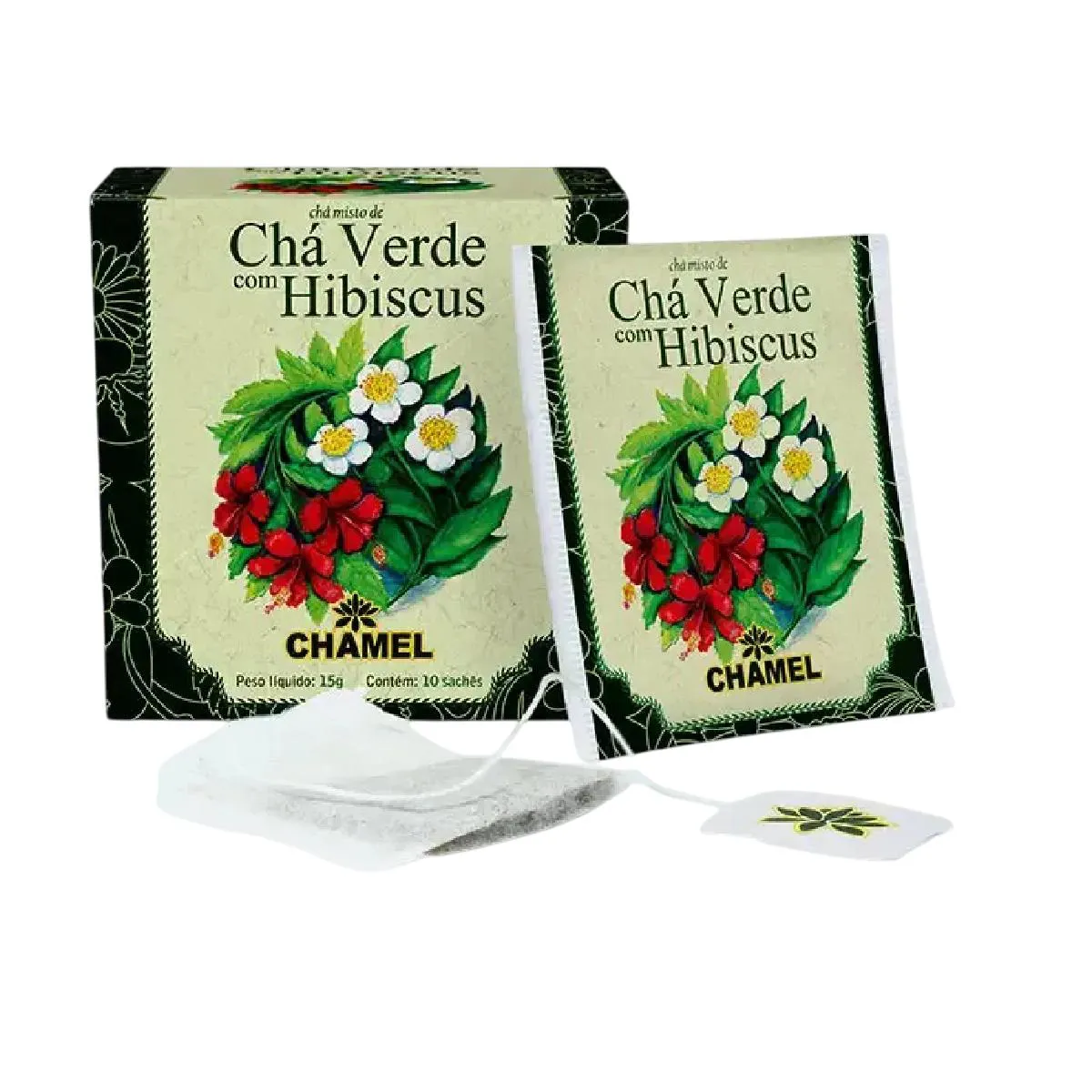 Chá Verde com Hibiscus com 10 Sachês 15g - Chamel