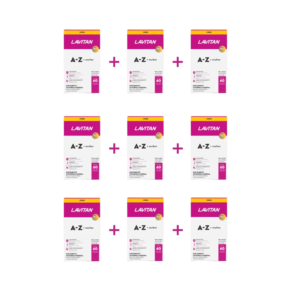 Kit 9 Lavitan A-z Mulher Suplemento com 60 Capsulas - Cimed