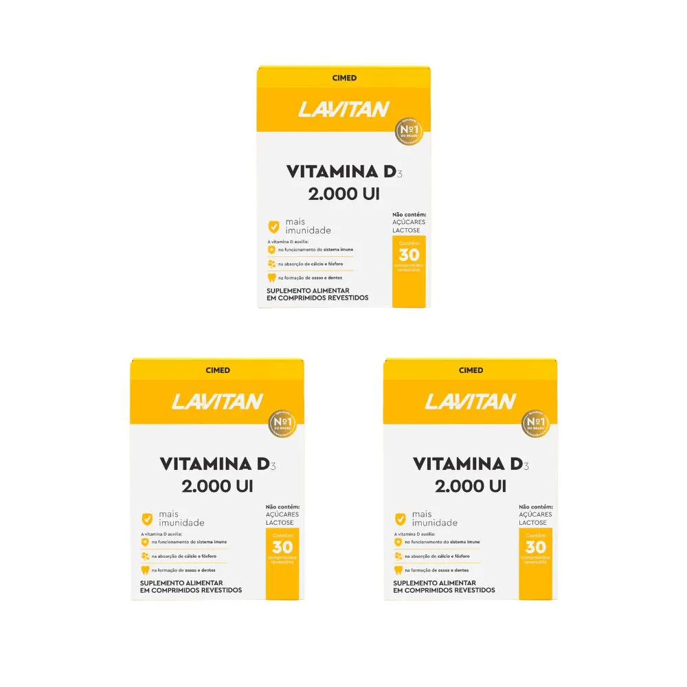KIT 3 LAVITAN VITAMINA D 2.000UI - 30 CPR - CIMED