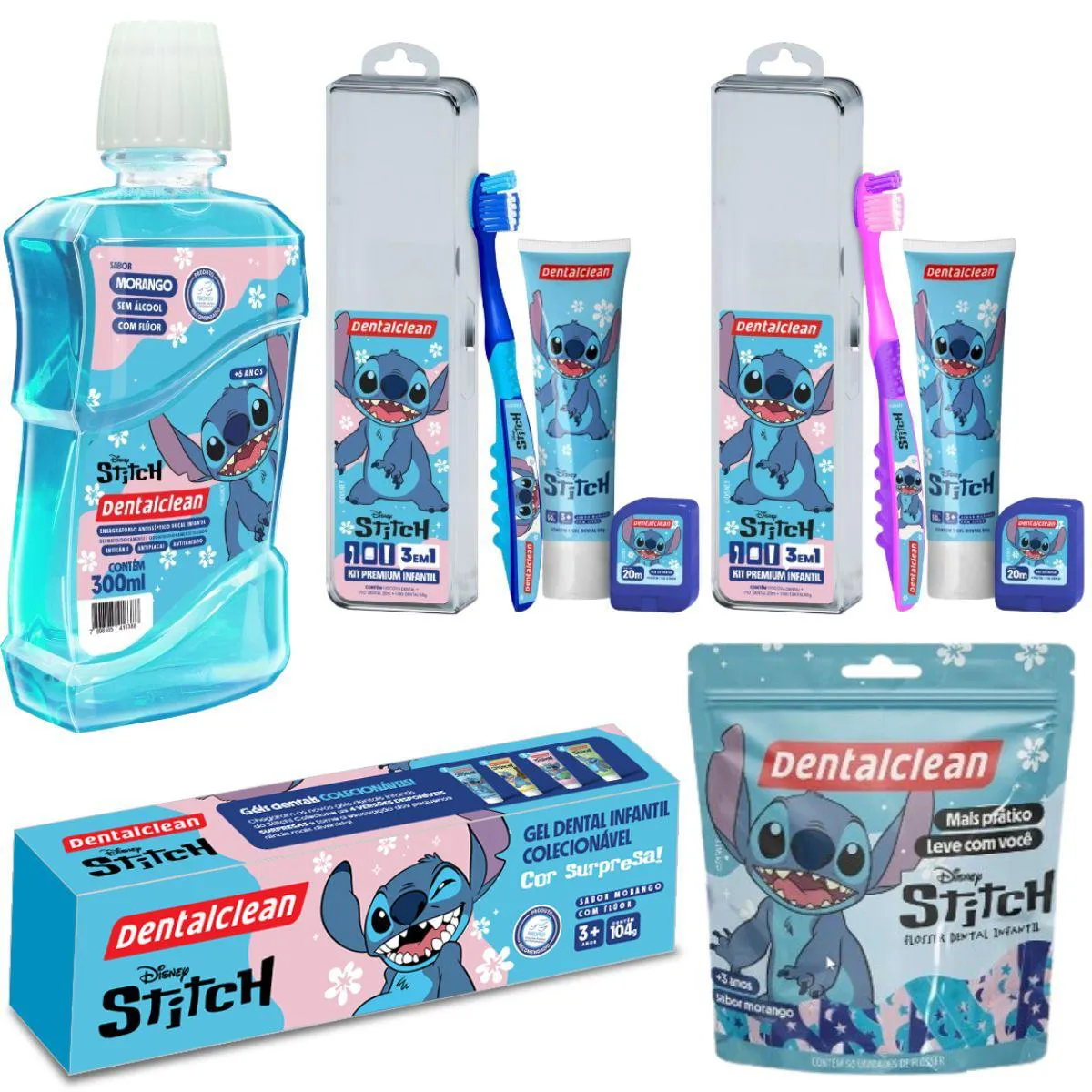 KIT PREMIUM, GEL, ENXAGUANTE E FLOSSER STITCH - DENTALCLEAN