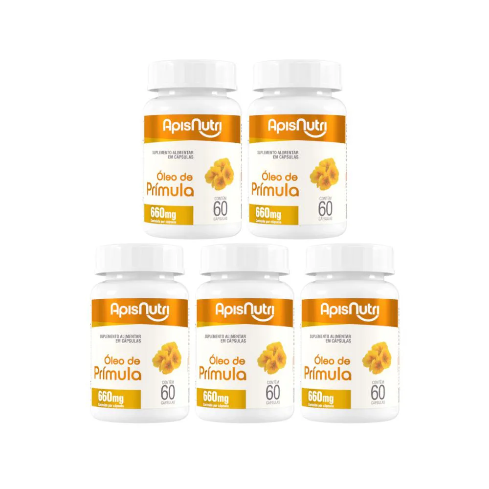 Kit 5 Óleo de Prímula 660mg - 60 cápsulas - Apisnutri