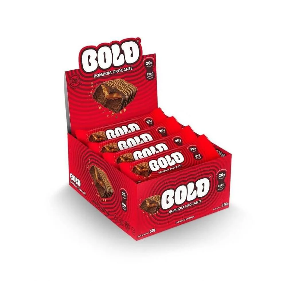 Bold Bar Display (12 Unid de 60g) - Sabor: Bombom Crocante.