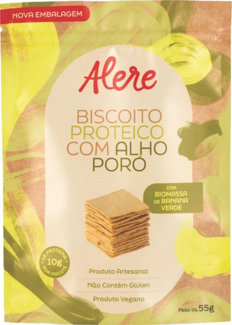 Biscoito Proteico com Alho Poró sem Glúten Alere 55G