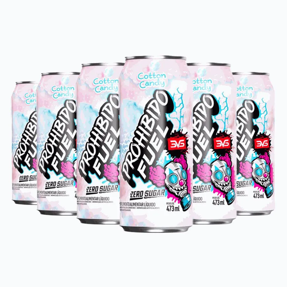 Prohibido Fuel Pré-treino Drink Pack (6 Unid. de 473ml) - Sabor: Cotton Candy