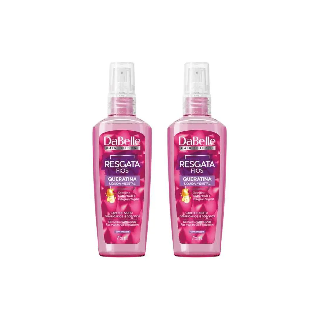 Queratina Liquida Vegetal Dabelle 75ml Resgata Fios - Kit 2un