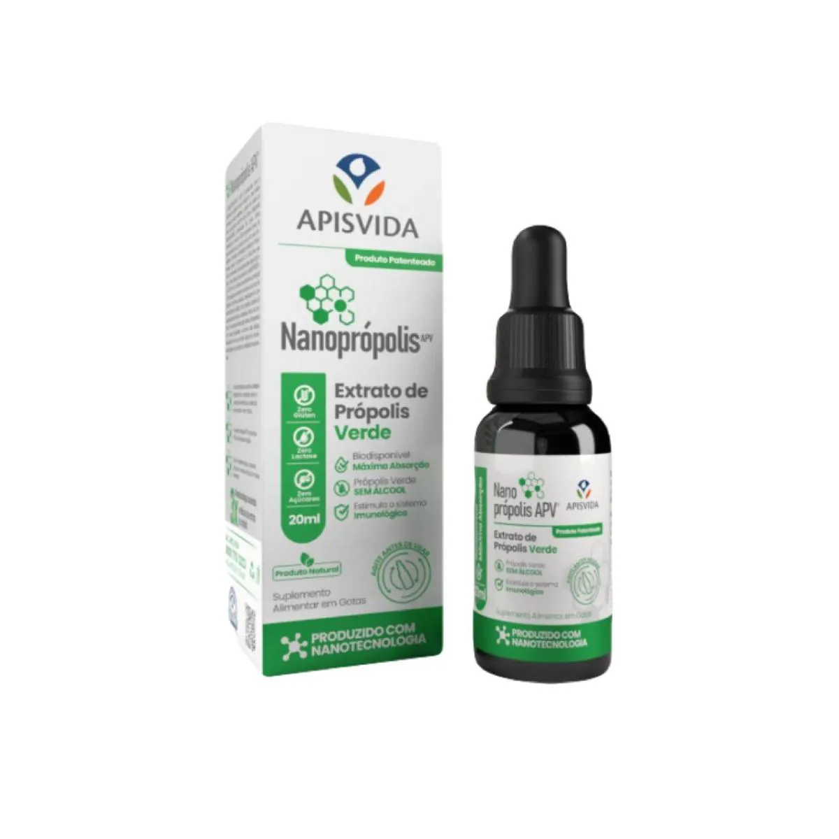 Nanoprópolis - Extrato de Própolis Verde - 20ml - Apis Vida sem Sabor