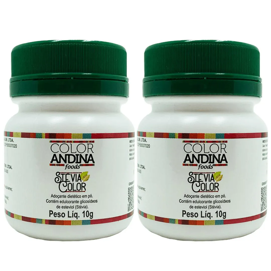 Adoçante Stévia 10g | Color Andina | 100% Natural - 02 Potes