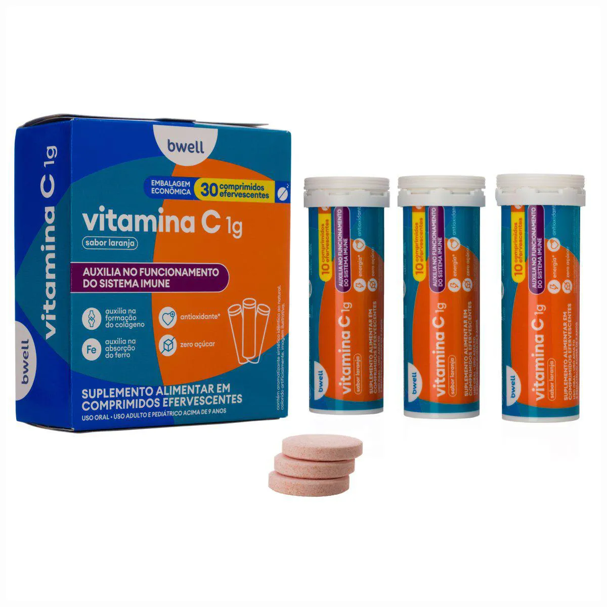 Vitamina C 1g bwell 30 Comprimidos Efervescentes