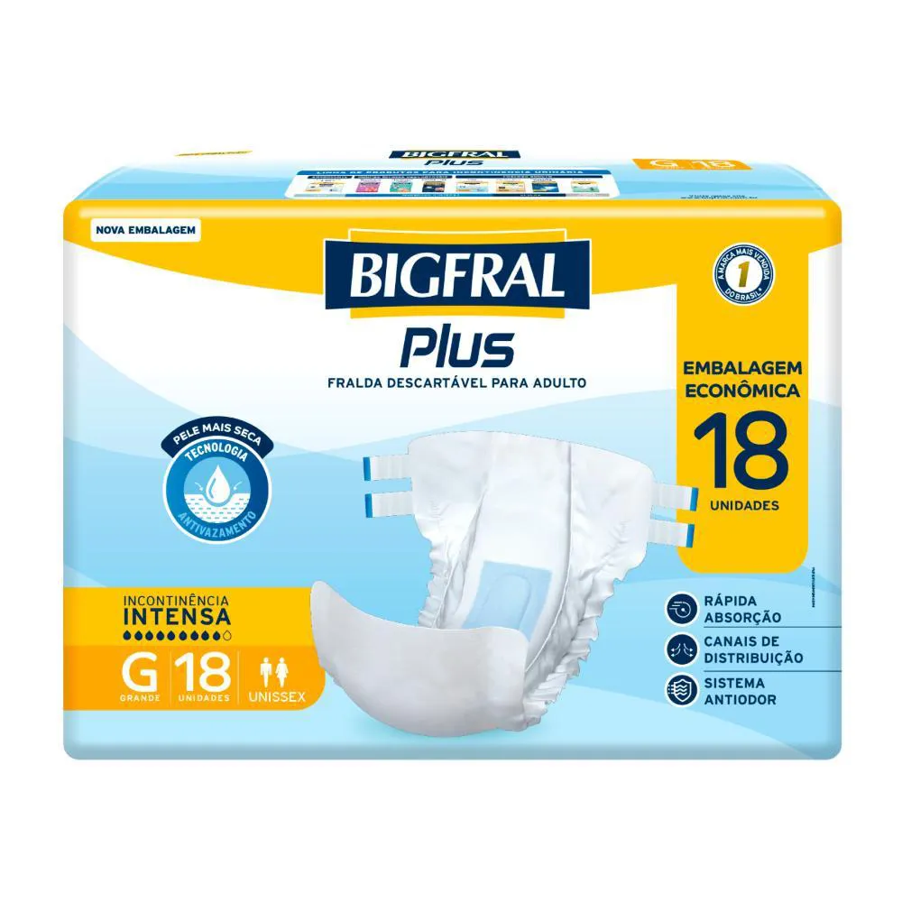 Fralda Bigfral Plus Econômica g 18 unidades