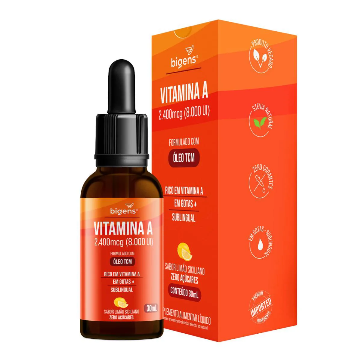 Bigens Vitamina a 8000ui Tcm Gotas 30ml Limão Siciliano