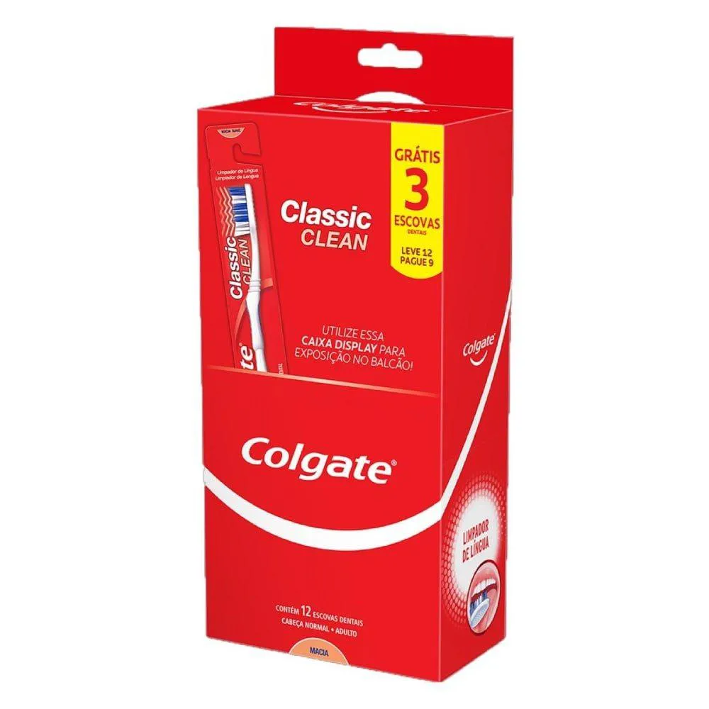 Escova Dental Colgate Classic Clean Macia Leve 12 Pague 9