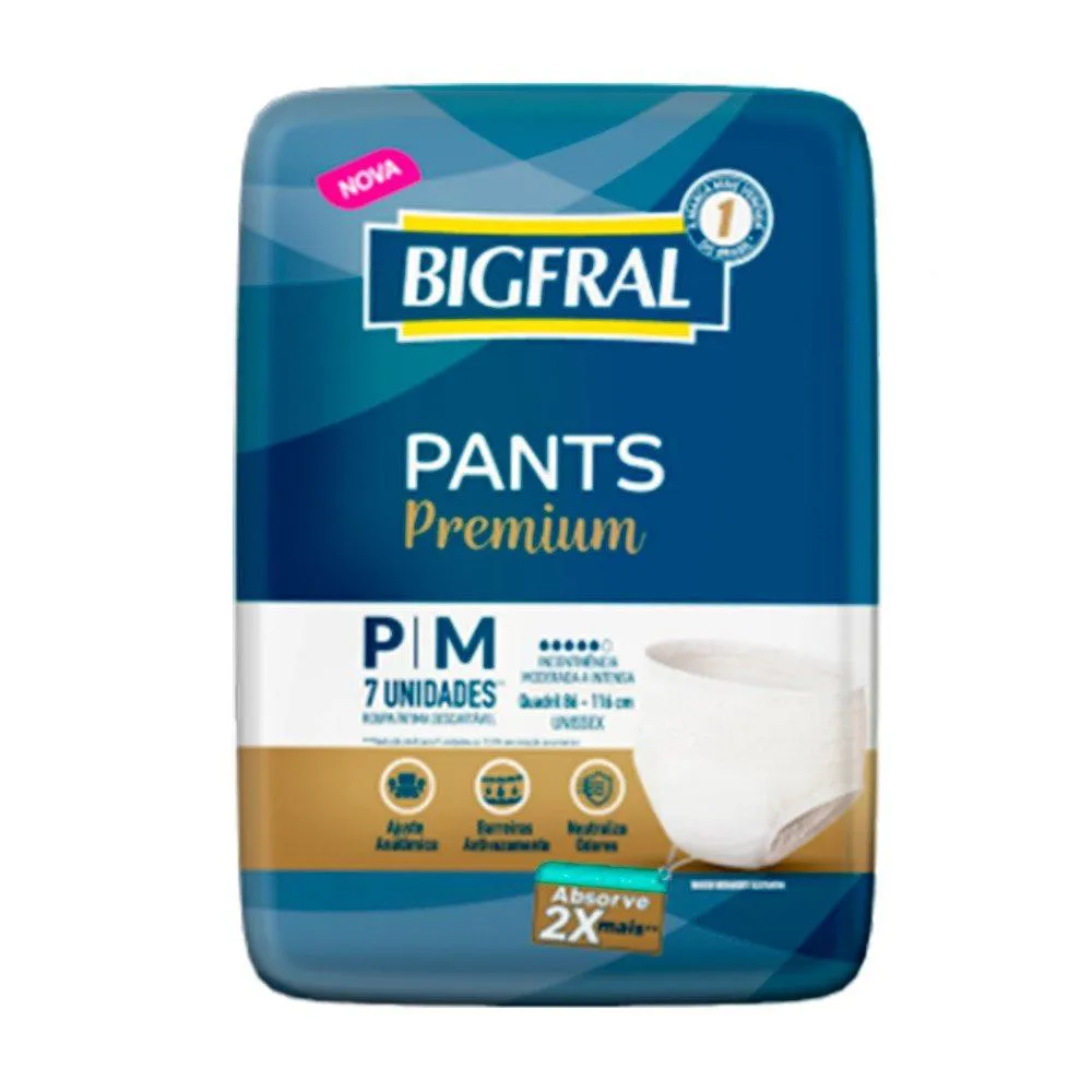 Roupa Íntima Bigfral Pants Premium Tamanho P/m - 8 Pacotes com 7 Fraldas - Total 56 Tiras