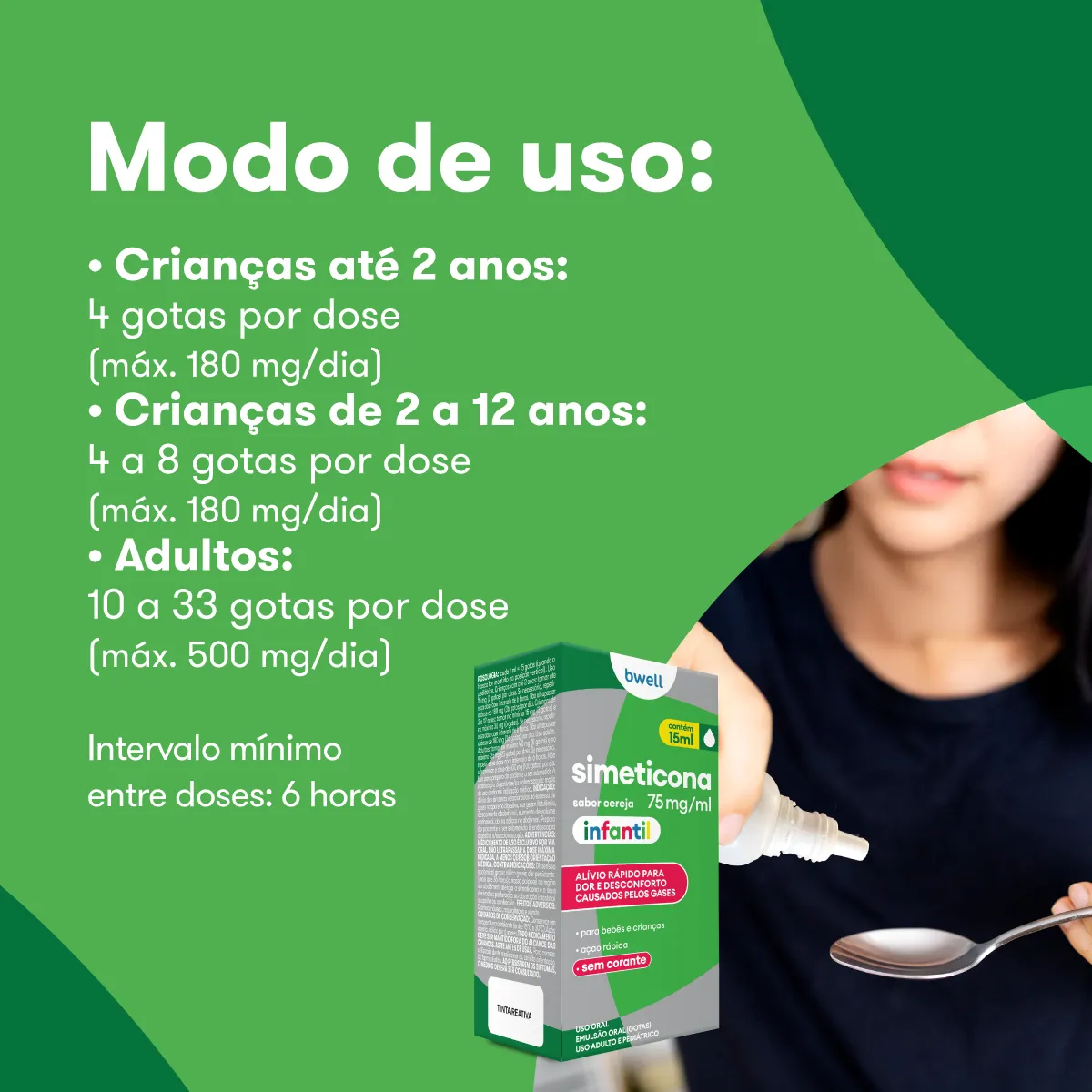 Simeticona bwell Infantil 75mg/ml Sabor Cereja 15ml