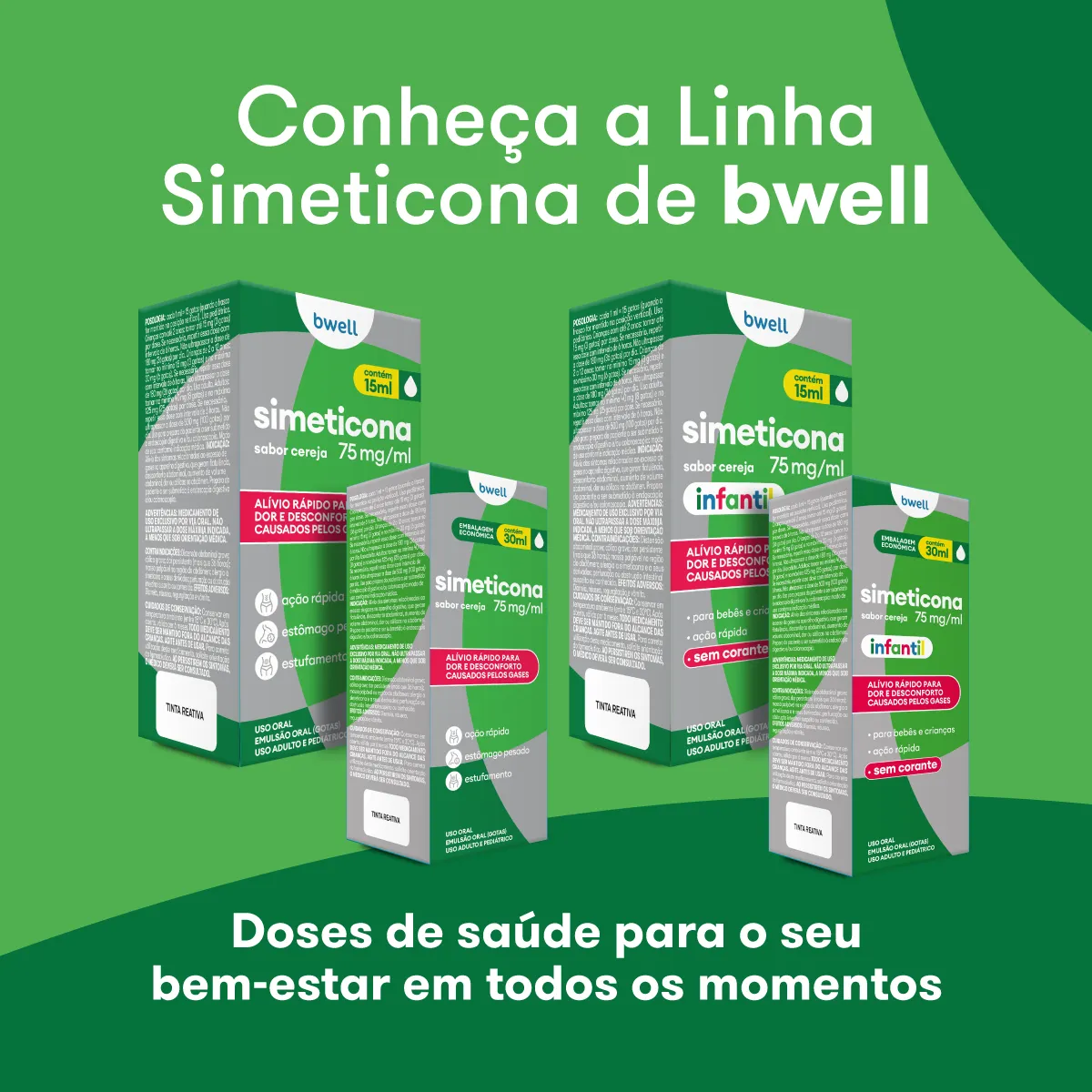Simeticona bwell Infantil 75mg/ml Sabor Cereja 15ml