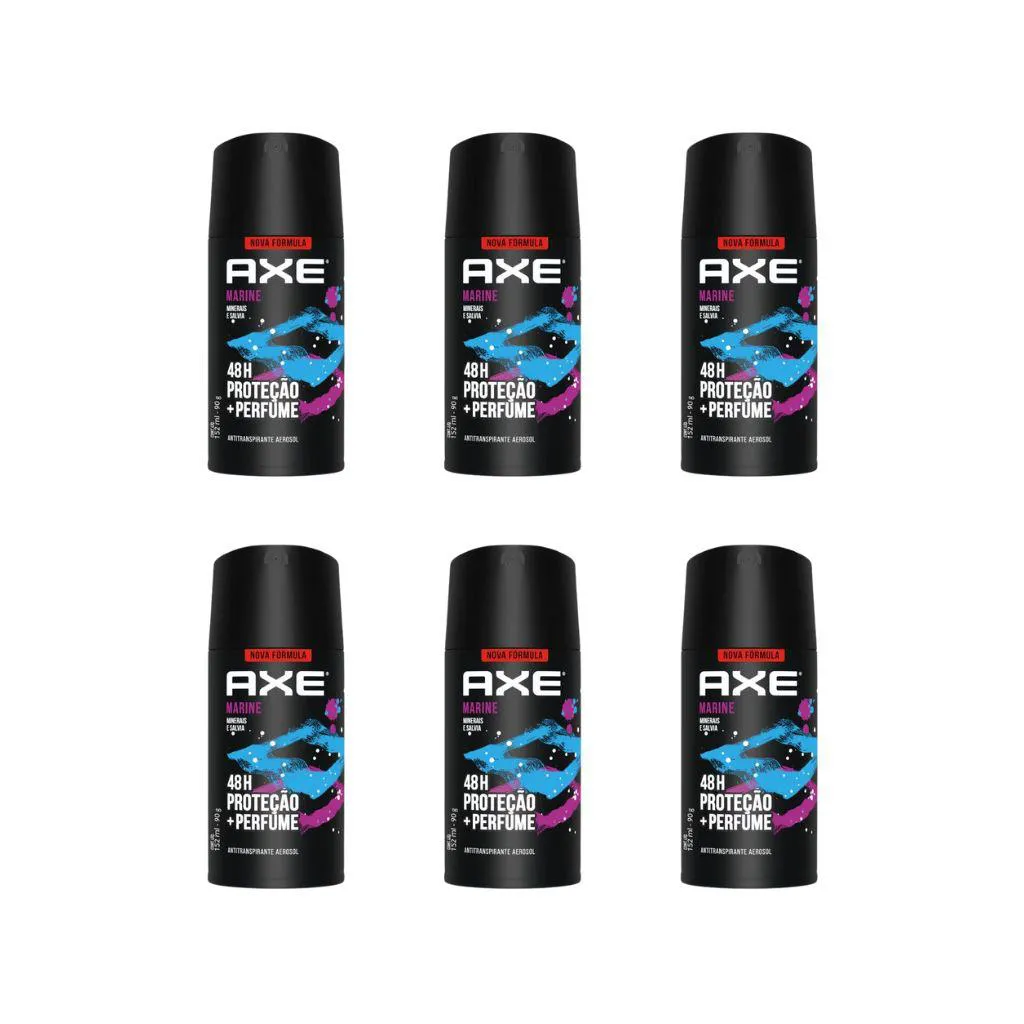 Desodorante Aerossol Axe 150ml Marine - Kit C / 6un