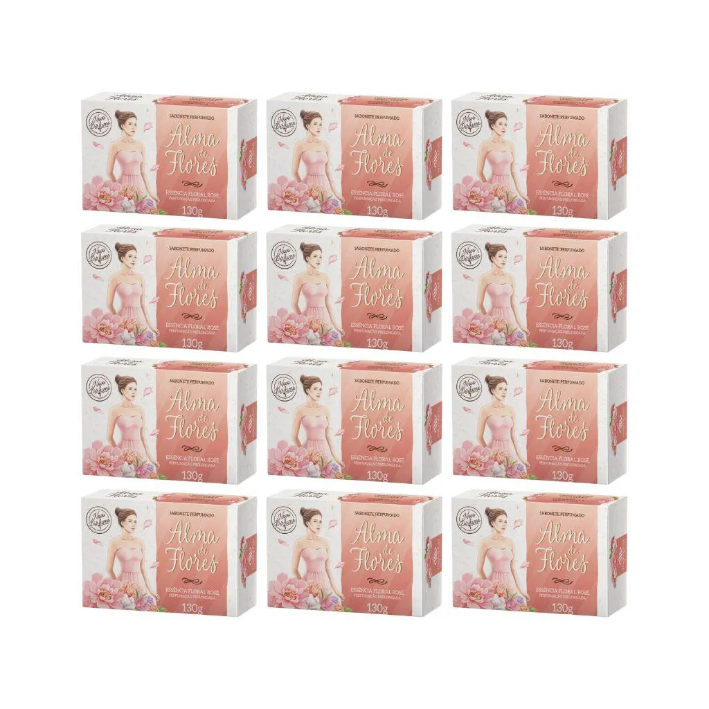 Sabonete Alma de Flores 130g Floral Rose - Kit C / 12un