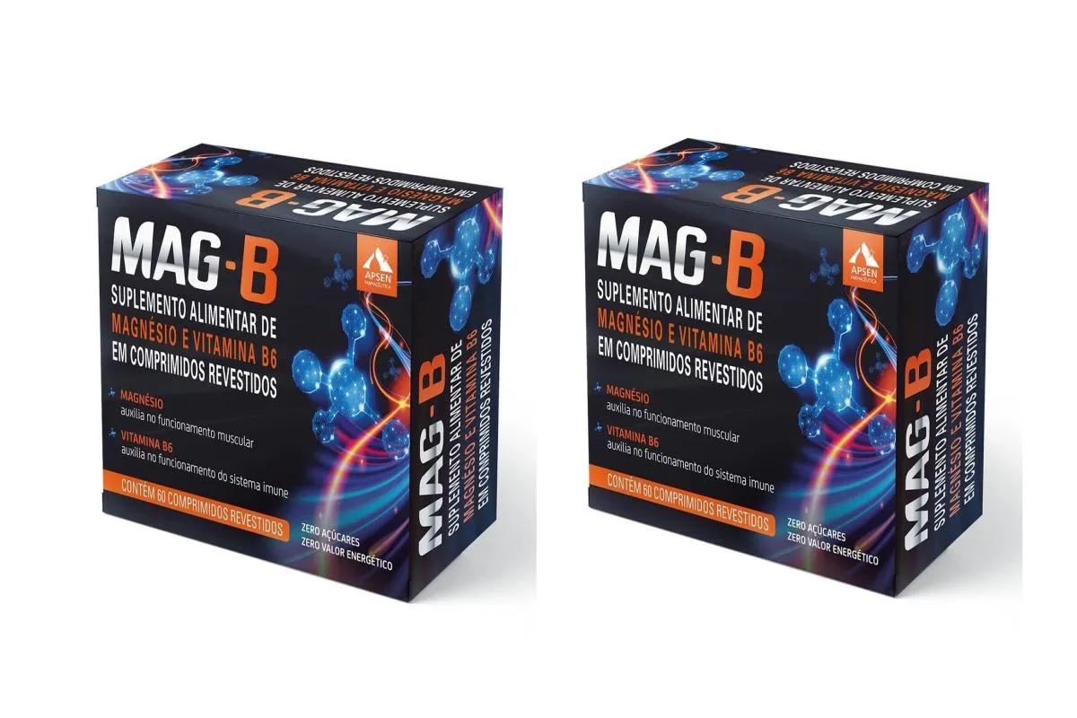 Kit 2 Suplemento Apsen Mag B Magnésio + Vitamina B6 60cps