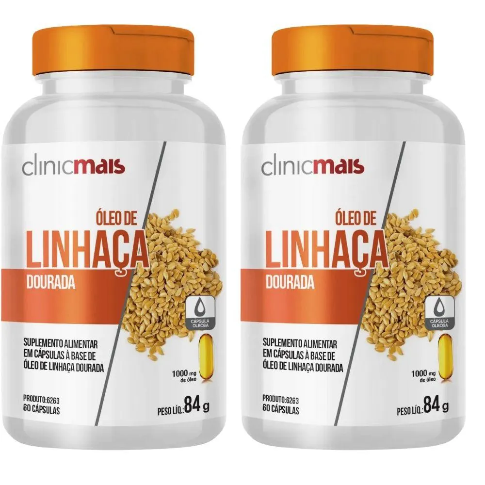 Kit 2x Óleo de Linhaça Dourada 1000mg 60 cápsulas - Clinicmais