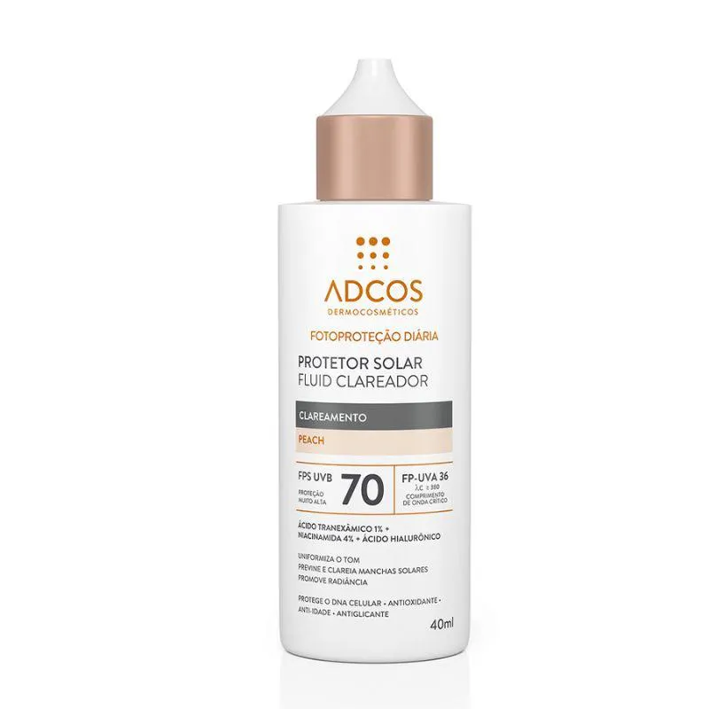 Adcos Protetor Solar Clareador Fps 70 Peach Fluído 40ml