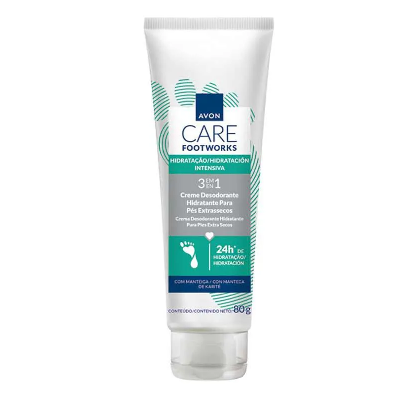 AVON FOOTWORKS HIDRATAÇÃO PROFUNDA EXTRASSECOS MANTEIGA KARITÉ 80G