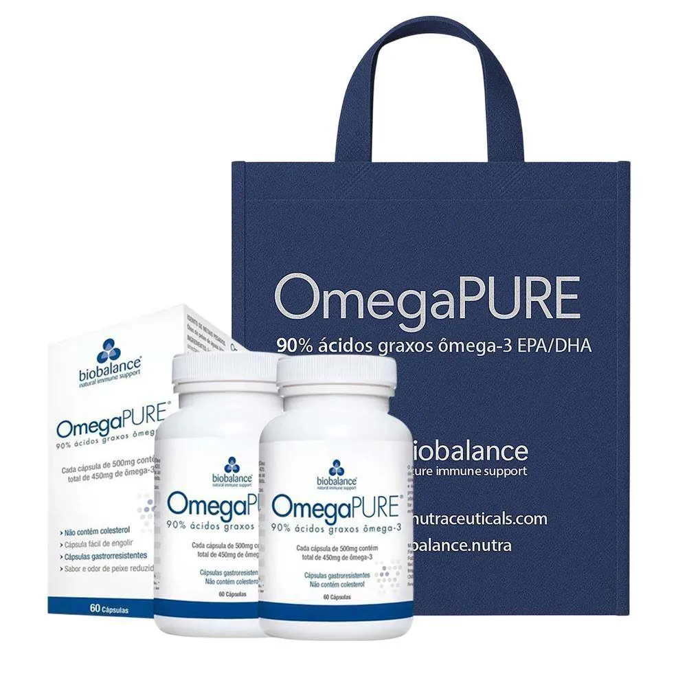 Kit 2 Omegapure 500mg 60 cápsulas + Sacola Tnt Biobalance