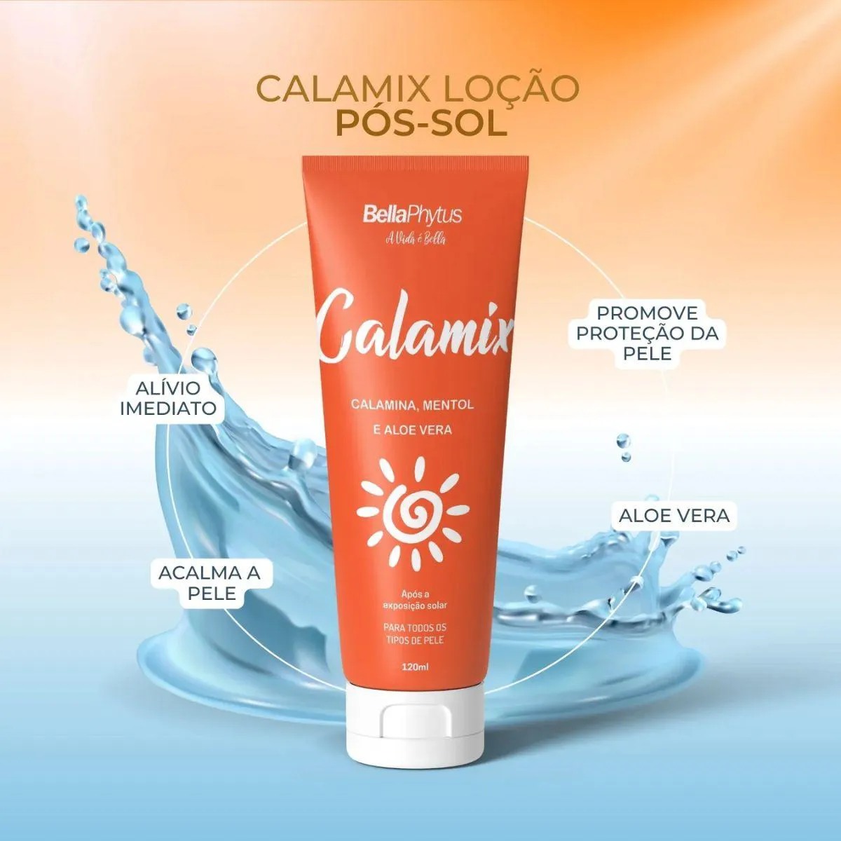 Calamix Loção Pós-sol com Calamina e Aloe Vera 120g - Bellaphytus