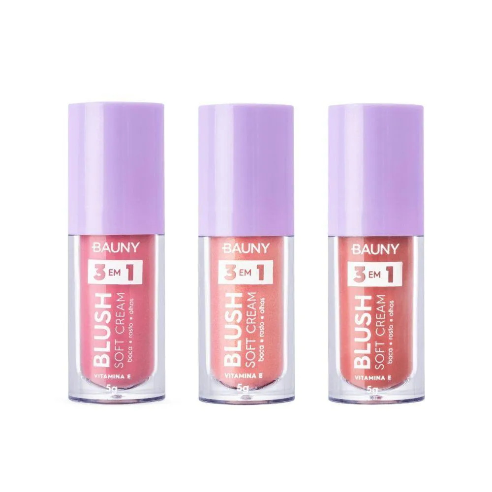 Kit Bauny Blushs Líquido Soft Cream 3 em 1 Dreamy+magic+sunny