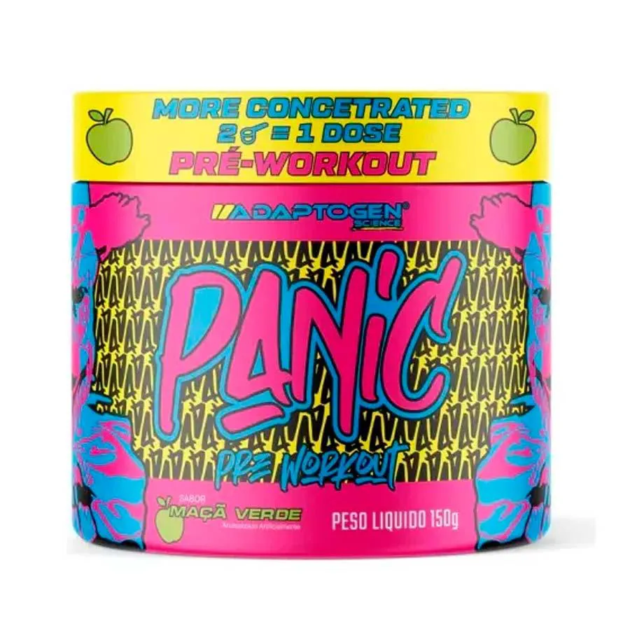 Pré Treino Panic 150g Adaptogen C/ Beta Alanina Maçã Verde