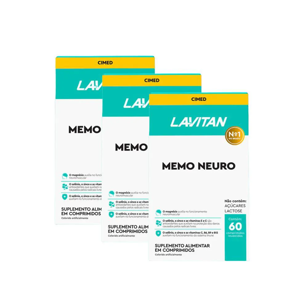 Kit 3 Lavitan Memo Neuro Memória - 60 cápsulas - Cimed