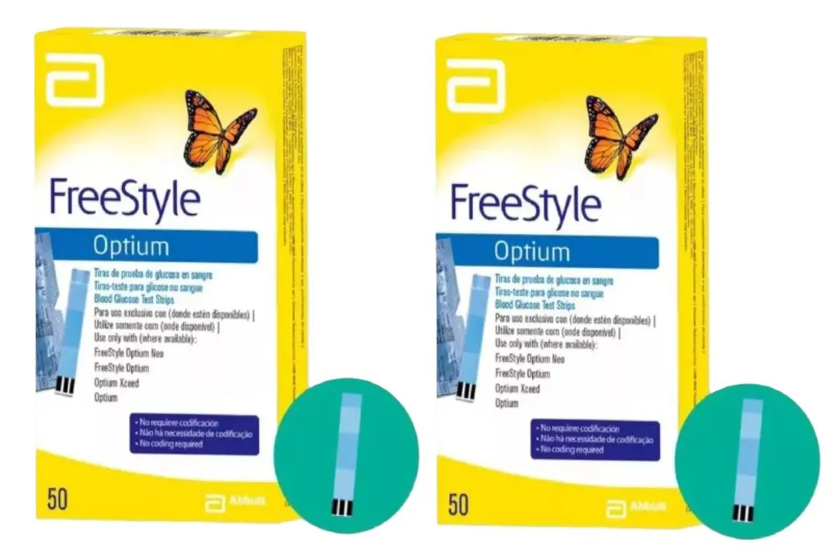 Kit 2 Tiras de Glicose Freestyle Optium Controle 50 unidades