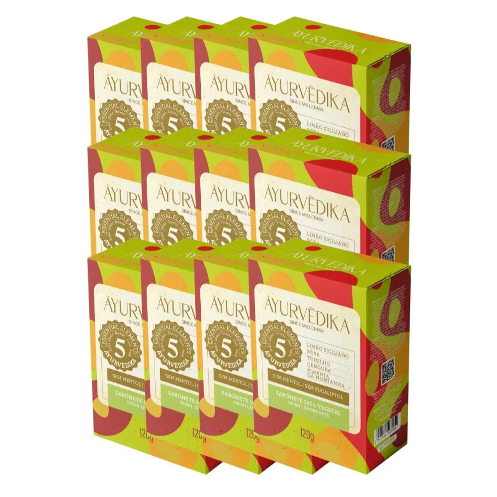 Kit 12 Sabonetes Barra 100% Vegetais Mystical Wood Ayurvédika