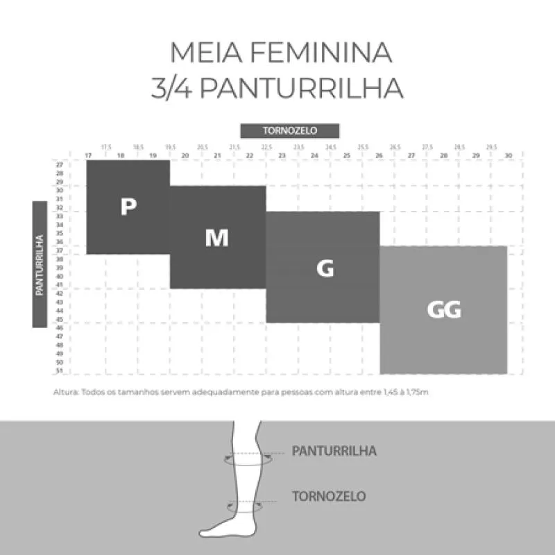 Meia ¾ Panturrilha Attiva Media Compressao 18-21 Fem Aberta Preta Tamanho Gg Cor Preta