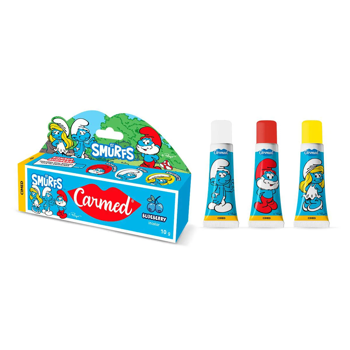 Hidratante Labial Carmed Os Smurfs Blueberry Incolor 10g