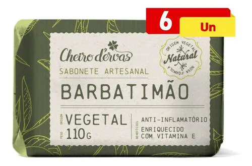 Sabonete de Barbatimão 6 X 110g Cheiro de Ervas