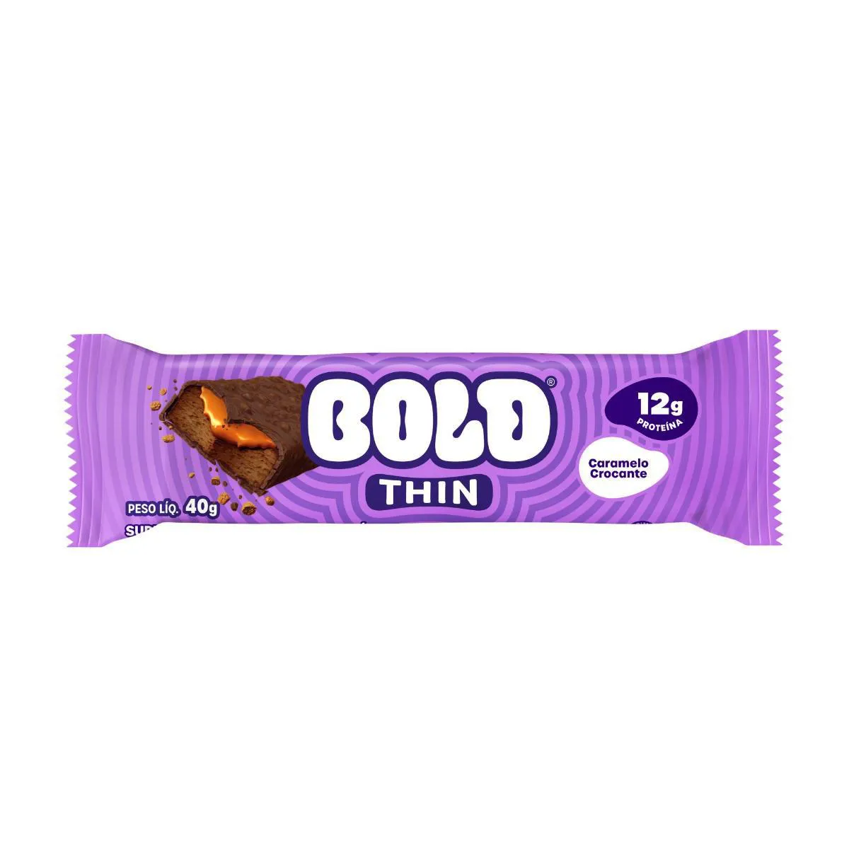 Barra de Proteína Bold Thin Caramelo Crocante 40g