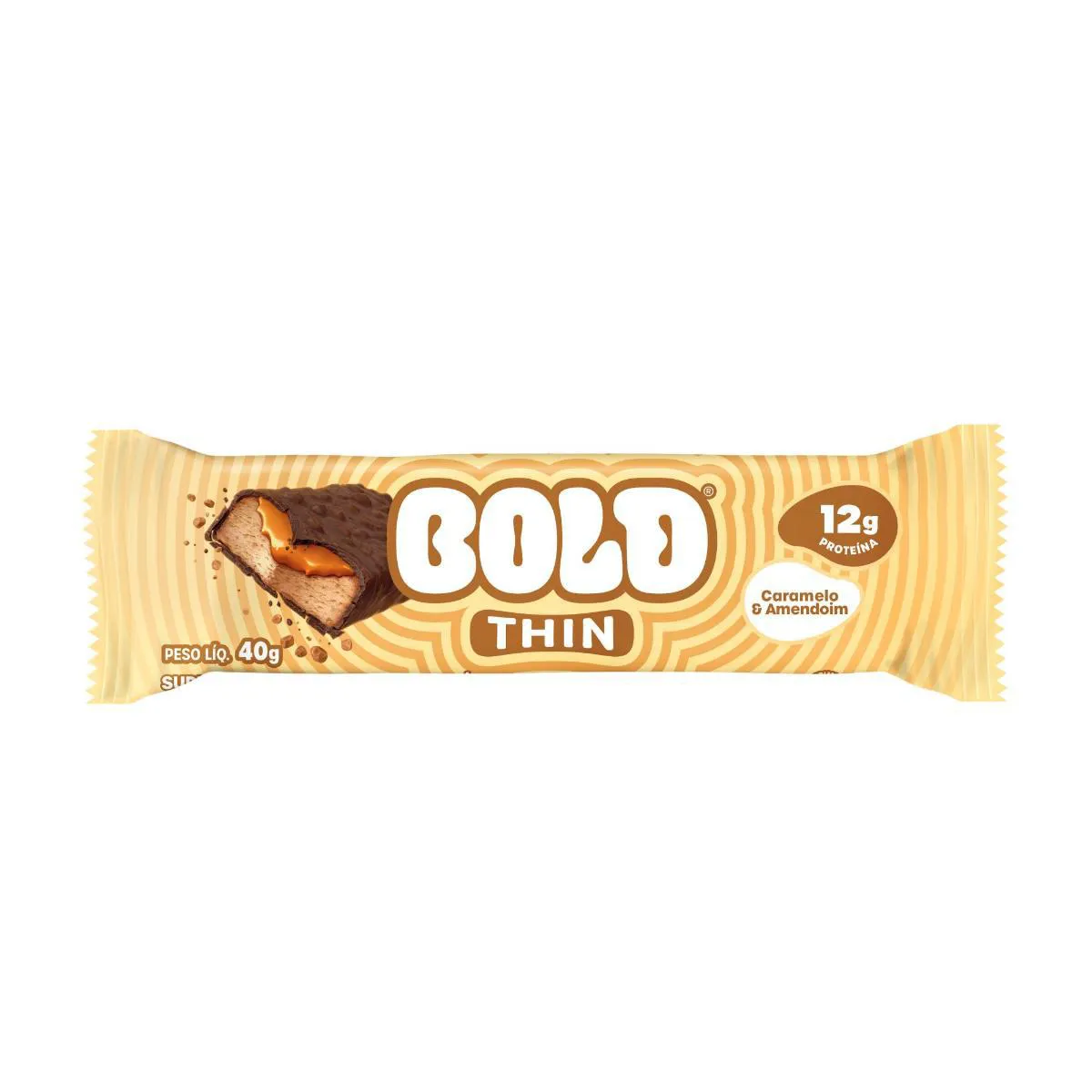 Barra de Proteína Bold Thin Caramelo & Amendoim 40g