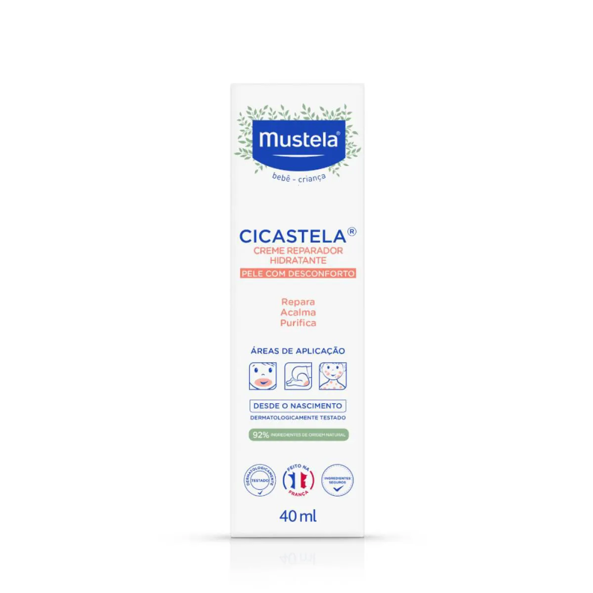 Creme Reparador Hidratante Mustela Bebê Cicastela Pele Sensibilizada com 40ml