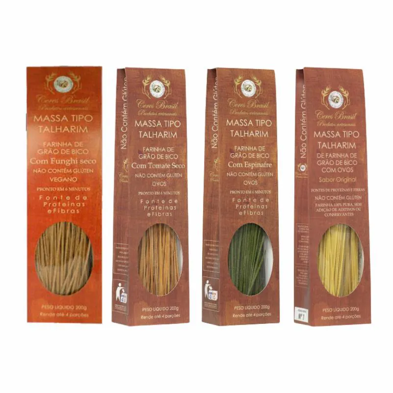 Kit 4 Talharine Grão de Bico Ceres: Tradicional, Espinafre, Tomate, Funghi