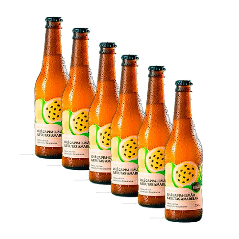 Kit 6x: Chá de Capim Limão com Frutas Amarelas Gaseificado Brazô 350ml
