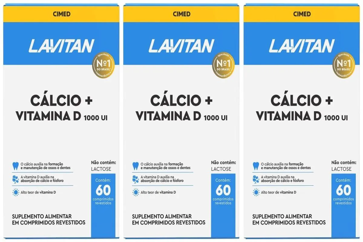 Kit 3 Lavitan Cálcio + Vitamina D 1.000 UI com 60cpr - Cimed