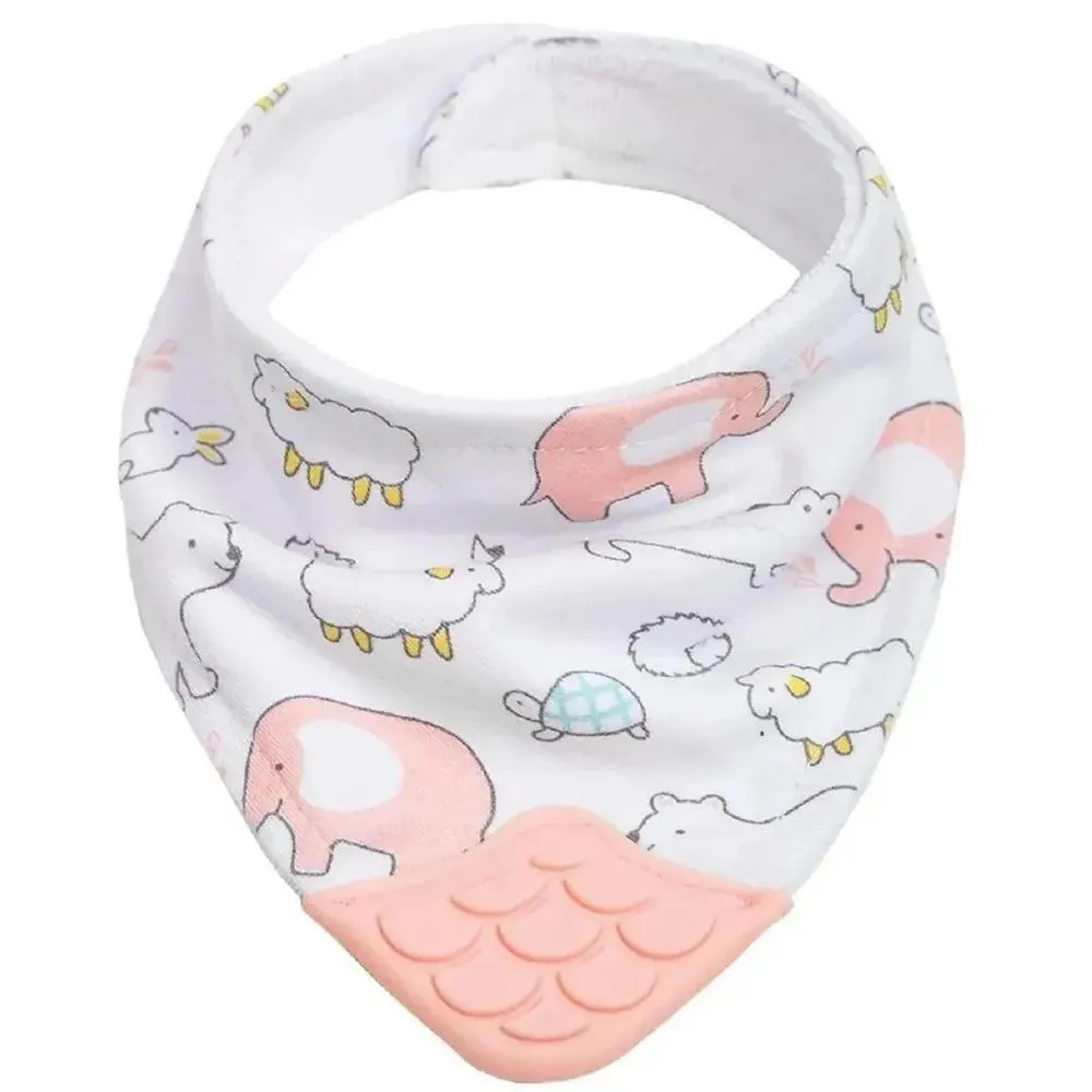 Babador Bandana C/mordedor Animais Rosa Buba