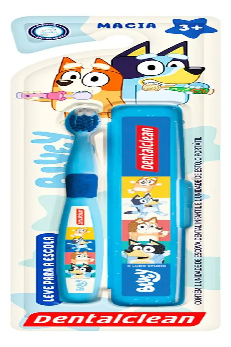 Escova Dente Bluey E Estojo Porta Escova Escolar Dentalclean