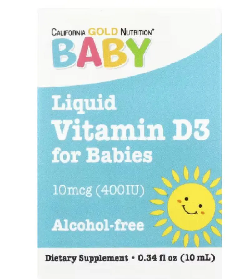 Vitamina D3 em Gotas para Bebês, 10 Mcg (400 Ui) 10 Ml - California Gold Nutrition