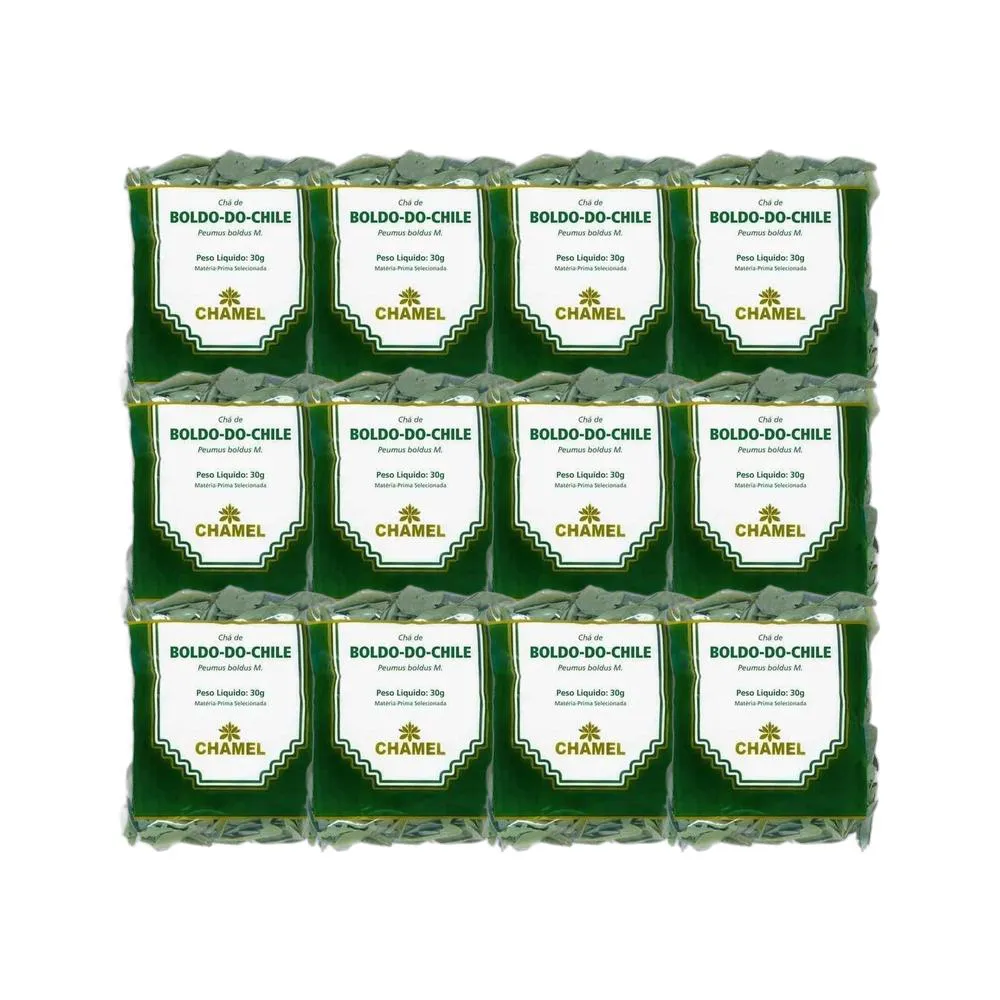 Kit 12X Chá Pacote Boldo Do Chile Folhas 30G - Chamel