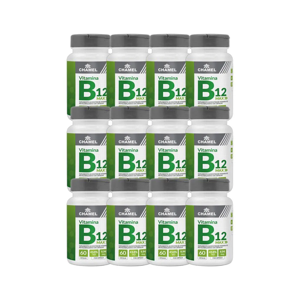 Kit 12X Max Vitamina B12 Metilcobalamina 60 Cps - Chamel